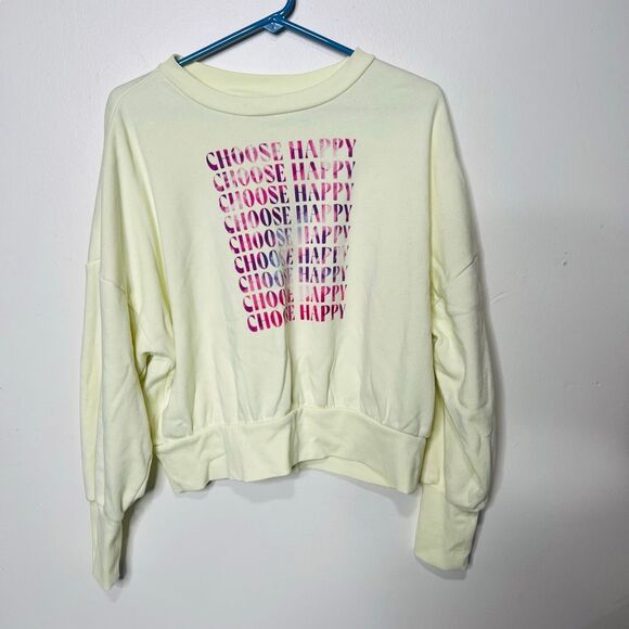 Old Navy Yellow Choose Happy Sweatshirt Sz L - Picture 1 of 9